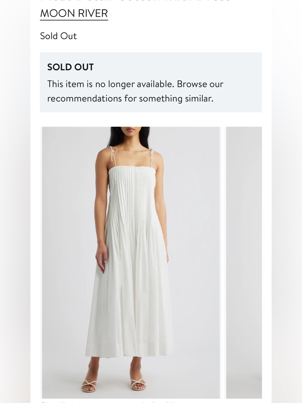 Anthropologie- Moon River White Pleated cotton flowy Tie-Strap maxi dress - Picture 2 of 9